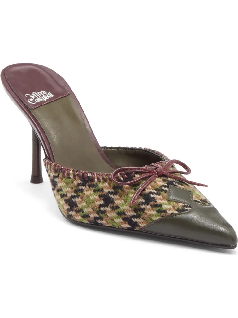 Jeffrey Campbell Clarabelle Pointed Toe Pump In Green Tweed Combo
